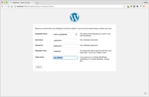 instructions on how to create a table prefix different from the default 'wp_'